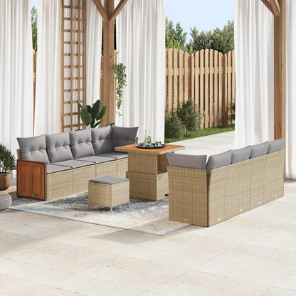 Gartensofa-set mit Kissen 11 pcs Beige und Hellgrau