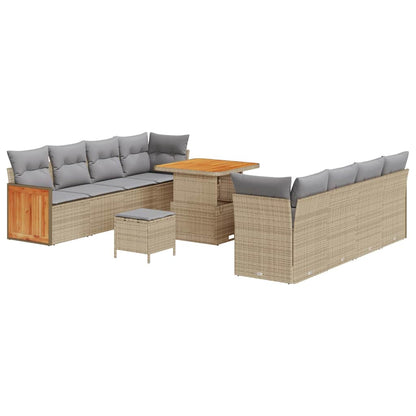 Gartensofa-set mit Kissen 11 pcs Beige und Hellgrau