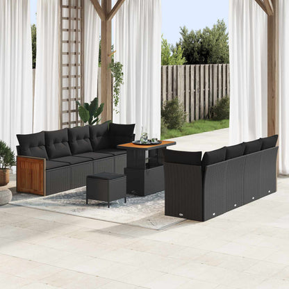 Gartensofa-set mit Kissen 11 pcs Schwarz