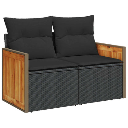 Gartensofa-set mit Kissen 11 pcs Schwarz