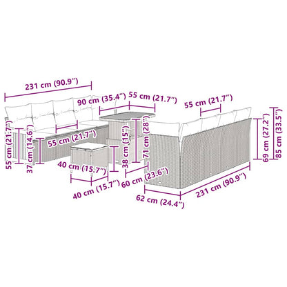 Gartensofa-set mit Kissen 11 pcs Grau