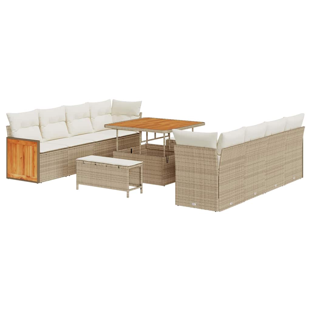 Gartensofa-set mit Kissen 11 pcs Beige und Creme