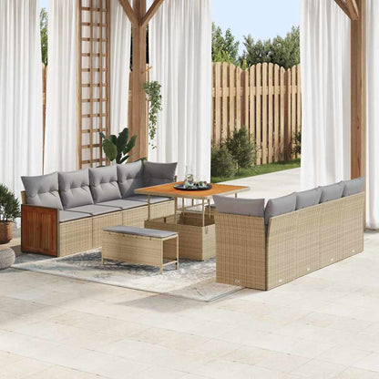 Gartensofa-set mit Kissen 11 pcs Beige und Hellgrau