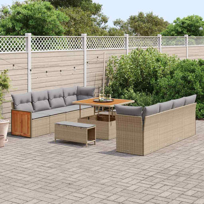 Gartensofa-set mit Kissen 11 pcs Beige und Hellgrau