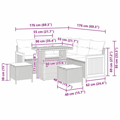 Gartensofa-set mit Kissen 8 pcs Schwarz und Creme