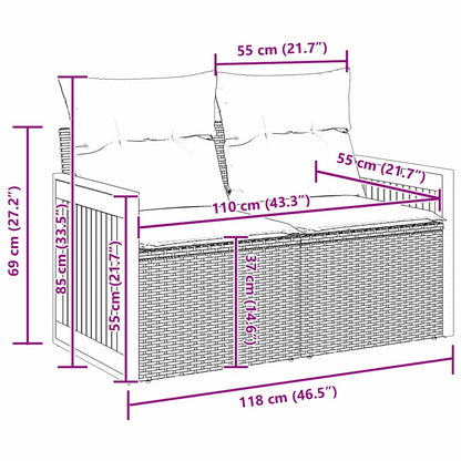 Gartensofa-set mit Kissen 8 pcs Beige und Hellgrau
