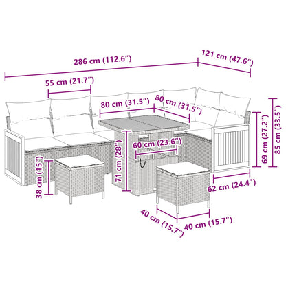 Gartensofa-set mit Kissen 9 pcs Schwarz