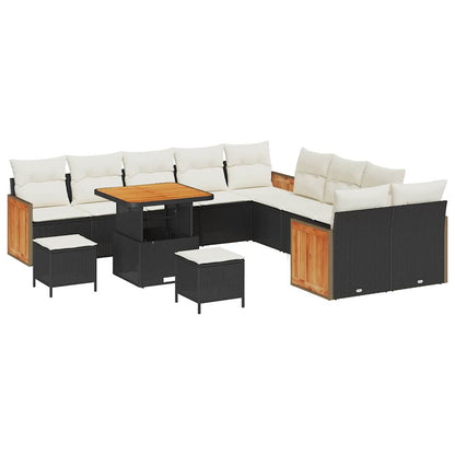 Gartensofa-set mit Kissen 13 pcs Schwarz und Creme