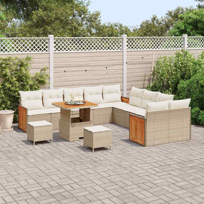 Gartensofa-set mit Kissen 13 pcs Beige und Creme