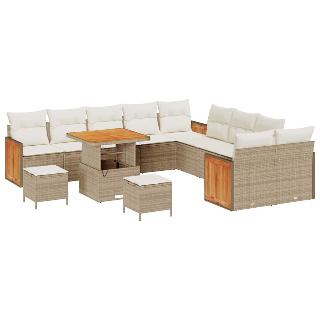 Gartensofa-set mit Kissen 13 pcs Beige und Creme