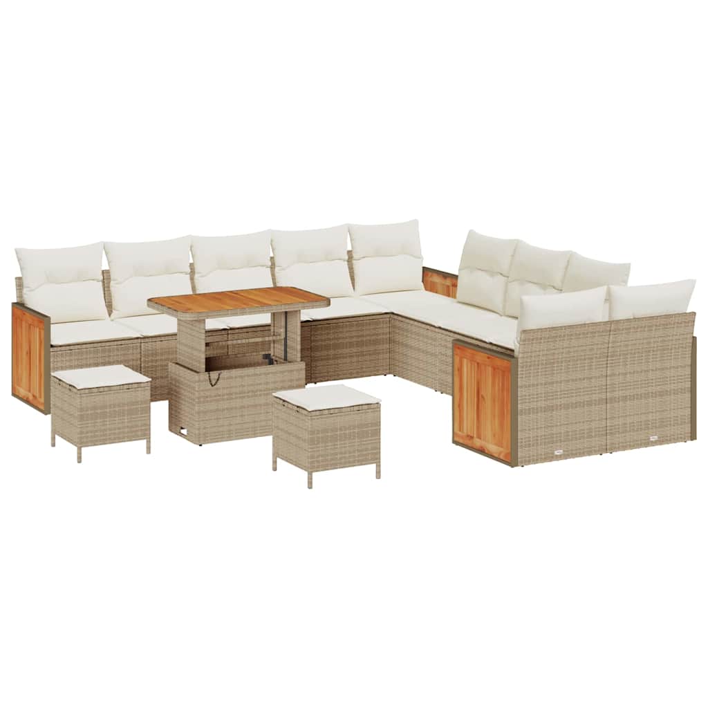 Gartensofa-set mit Kissen 13 pcs Beige und Creme