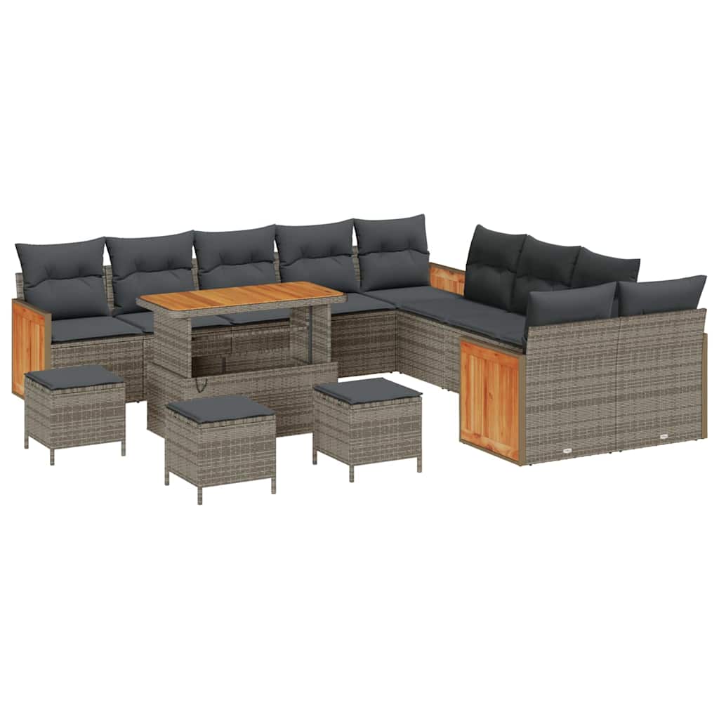 Gartensofa-set mit Kissen 14 pcs Grau