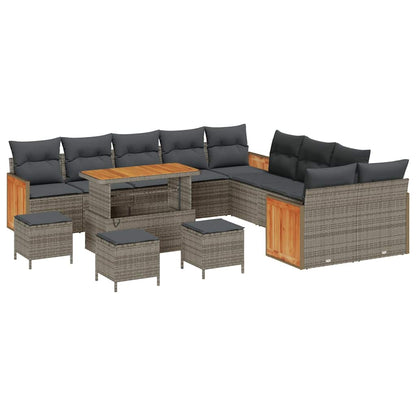Gartensofa-set mit Kissen 14 pcs Grau