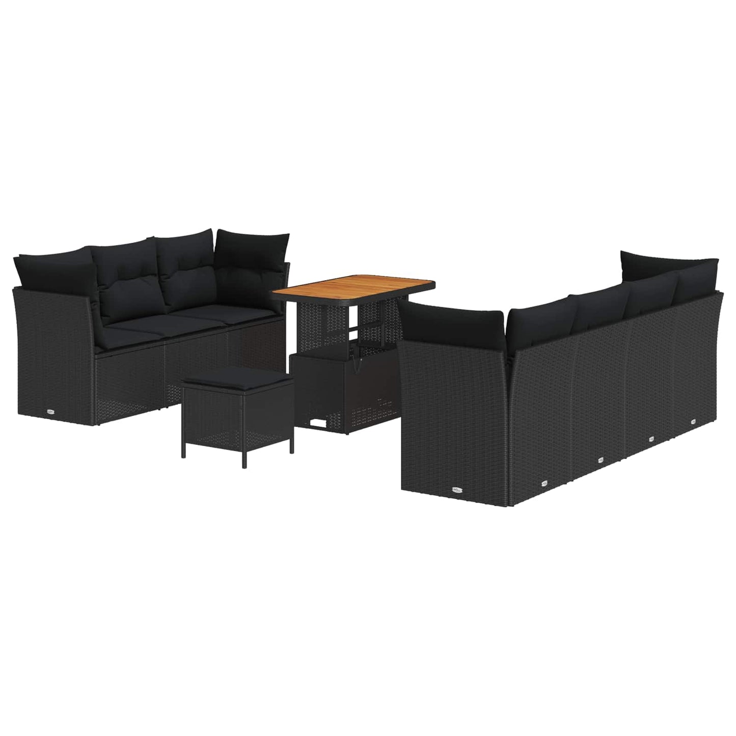Garten-Sofa-Set mit Kissen mit Speicher 10 pcs Schwarz