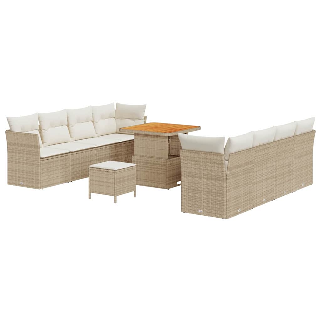 Garten-Sofa-Set mit Kissen mit Speicher 11 pcs Beige und Creme