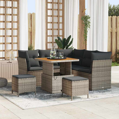 Garten-Sofa-Set mit Kissen mit Speicher 8 pcs Grau