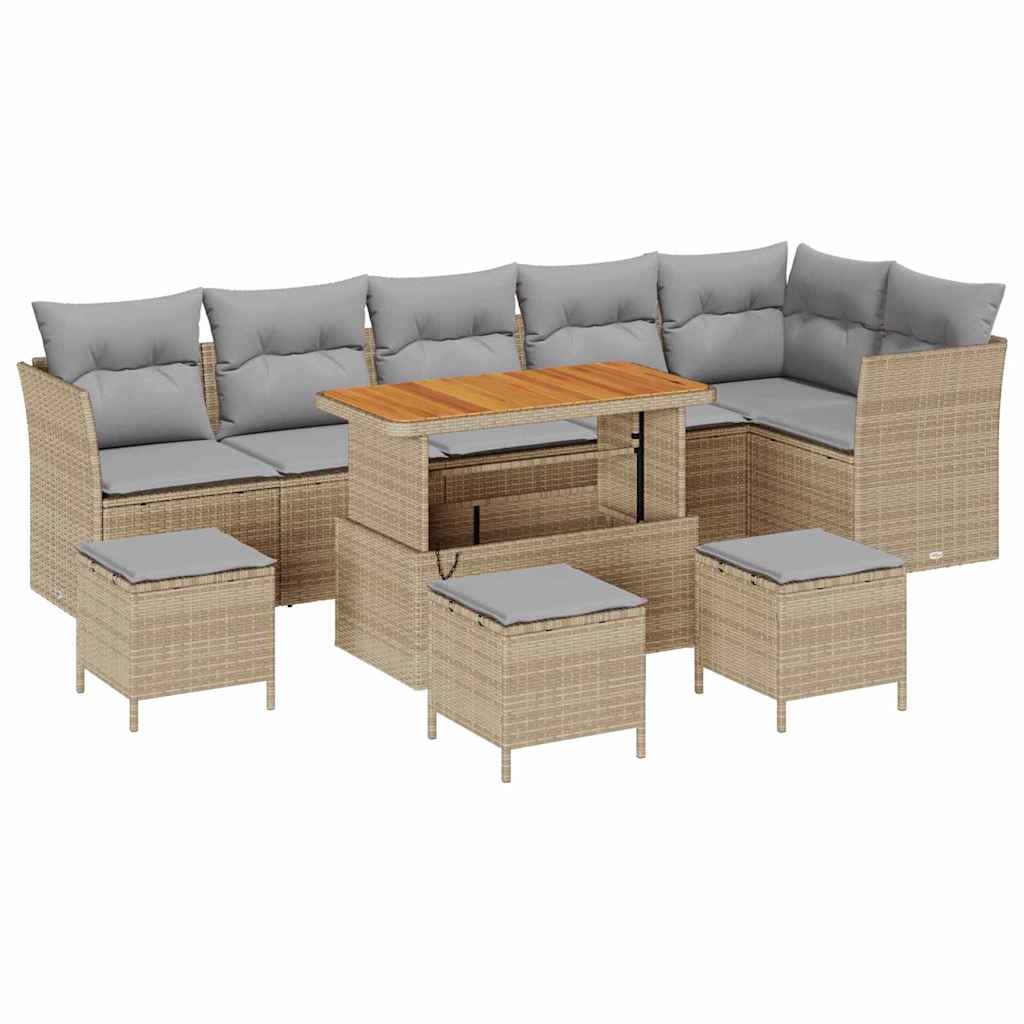 Garten-Sofa-Set mit Kissen 10 pcs Beige und Hellgrau