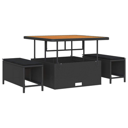 Garten-Sofa-Set mit Kissen mit Speicher 12 pcs Schwarz