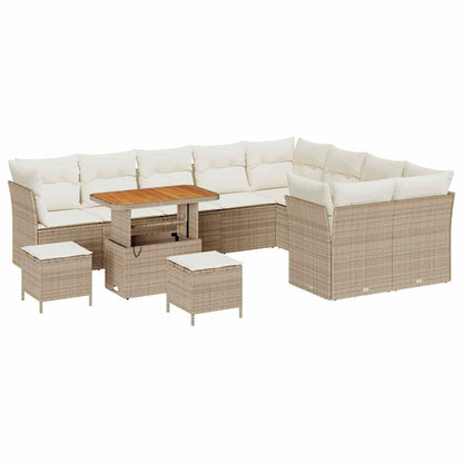 Garten-Sofa-Set mit Kissen mit Speicher 12 pcs Beige und Creme