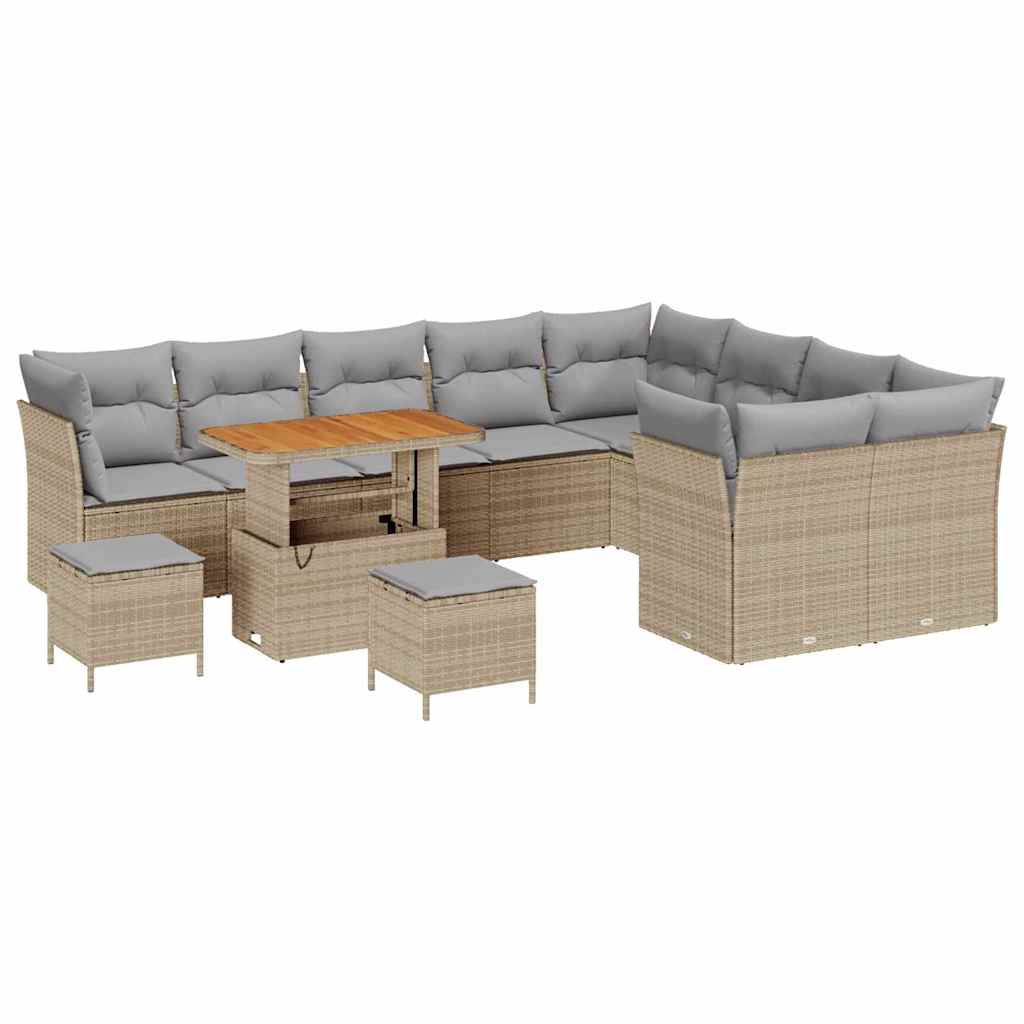 Garten-Sofa-Set mit Kissen 12 pcs Beige und Hellgrau