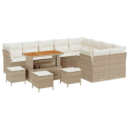 Garten-Sofa-Set mit Kissen mit Speicher 13 pcs Beige und Creme