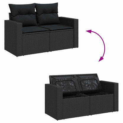 Gartensofa-set mit Kissen 8 pcs Schwarz Poly-Rattan