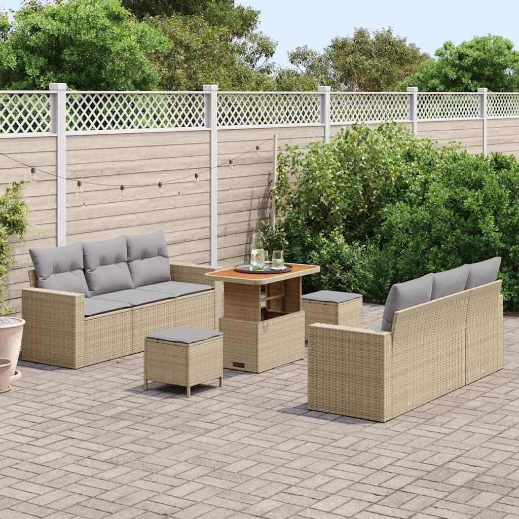 Garten-Sofa-Set mit Kissen 9 pcs Schwarz und Hellgrau
