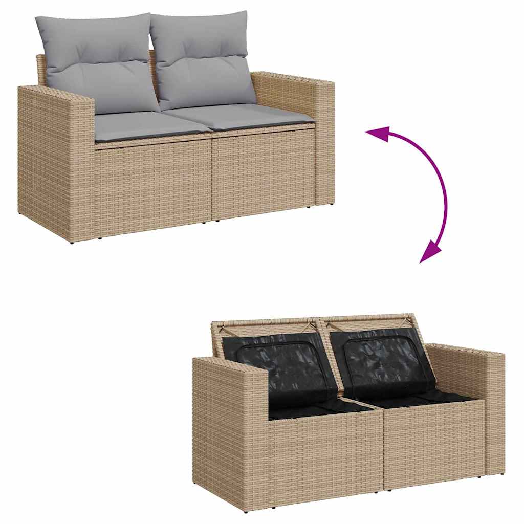 Garten-Sofa-Set mit Kissen 10 pcs Beige und Hellgrau