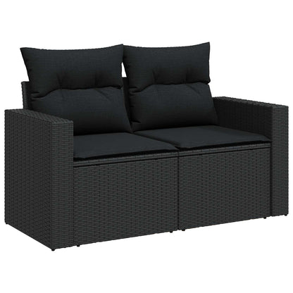 Gartensofa-set mit Kissen 12 pcs Schwarz Poly-Rattan