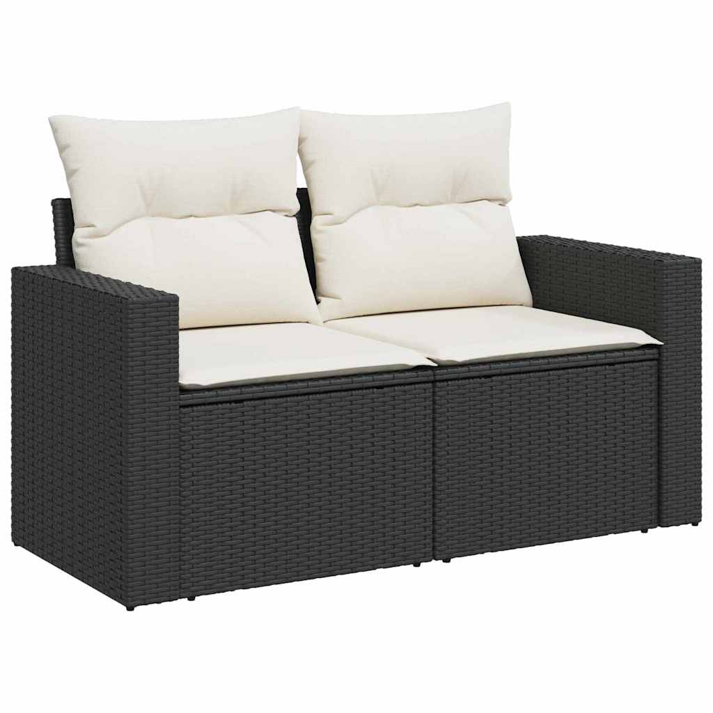 Gartensofa-set mit Kissen 12 pcs Schwarz und Creme Poly-Rattan