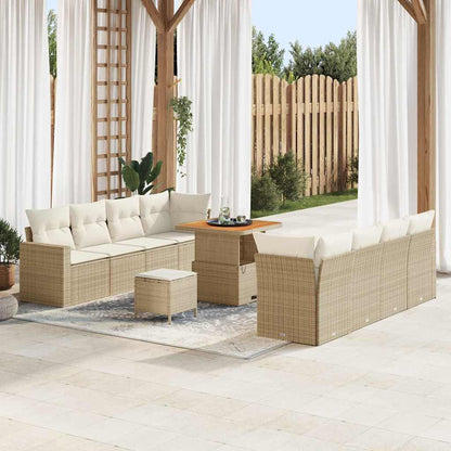 Gartensofa-set mit Kissen 12 pcs Beige und Creme Poly-Rattan