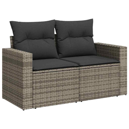 Gartensofa-set mit Kissen 9 pcs Grau Poly-Rattan
