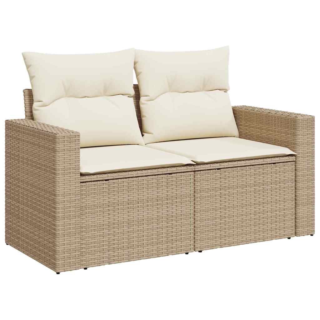 Gartensofa-set mit Kissen 13 pcs Beige und Creme Poly-Rattan