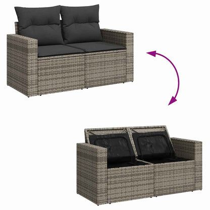 Gartensofa-set mit Kissen 18 pcs Grau Poly-Rattan