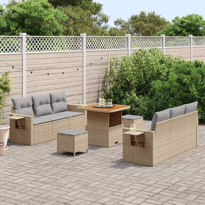Garten-Sofa-Set mit Kissen 9 pcs Beige und Hellgrau