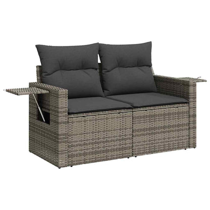Garten-Sofa-Set mit Kissen mit Speicher 9 pcs Grau