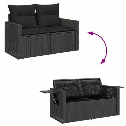 Garten-Sofa-Set mit Kissen mit Speicher 10 pcs Schwarz