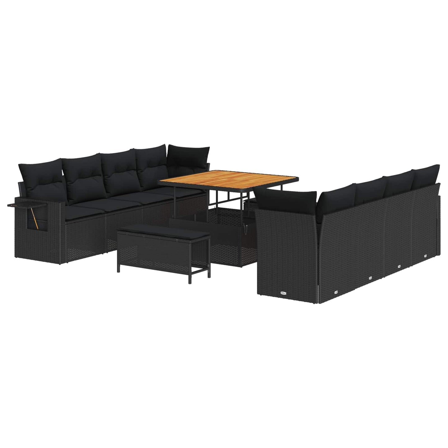 Gartensofa-set mit Kissen 11 pcs Schwarz Poly-Rattan