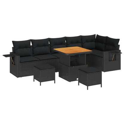 Gartensofa-set mit Kissen 11 pcs Schwarz Poly-Rattan