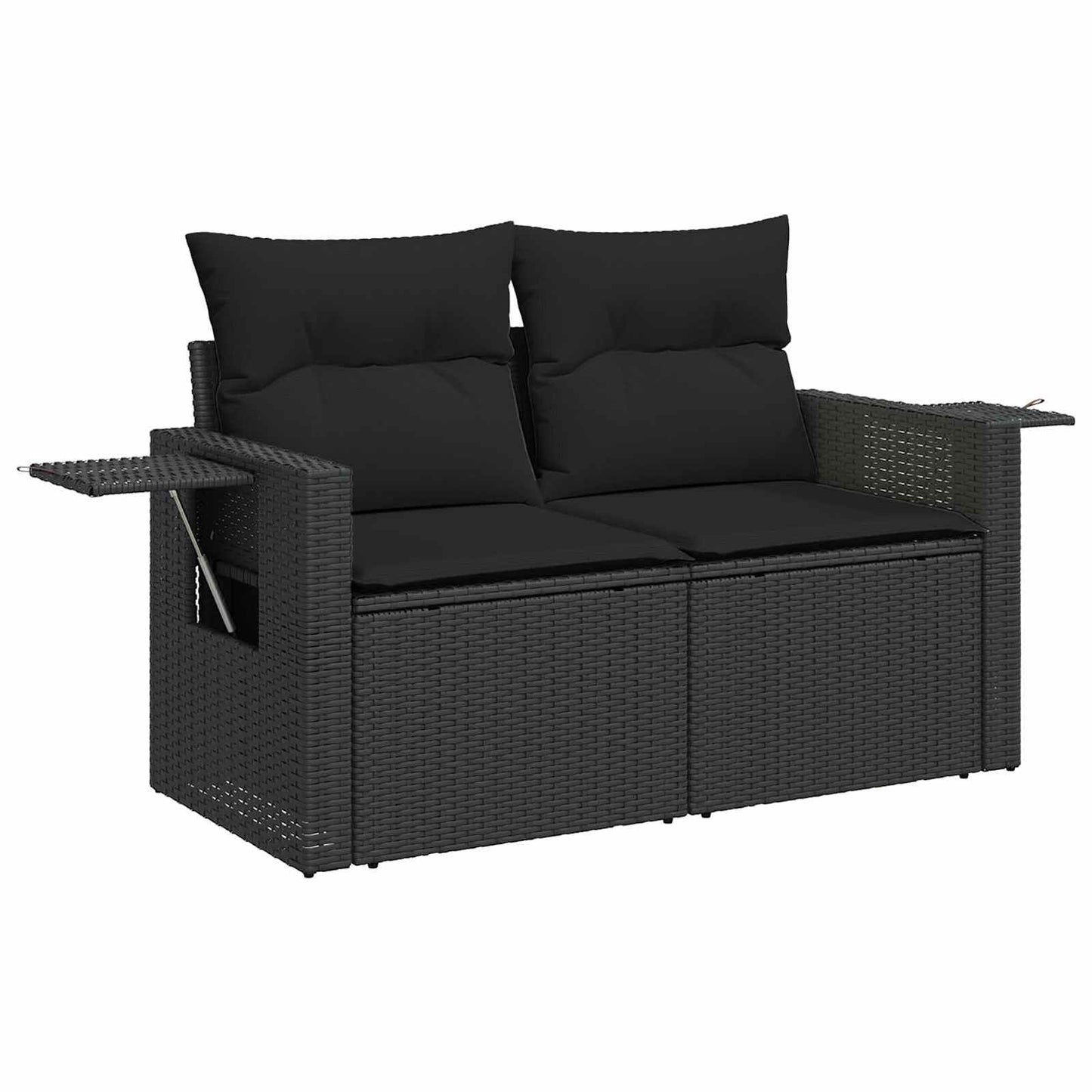 Gartensofa-set mit Kissen 13 pcs Schwarz Poly-Rattan