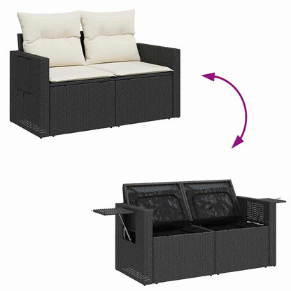 Gartensofa-set mit Kissen 13 pcs Schwarz Poly-Rattan