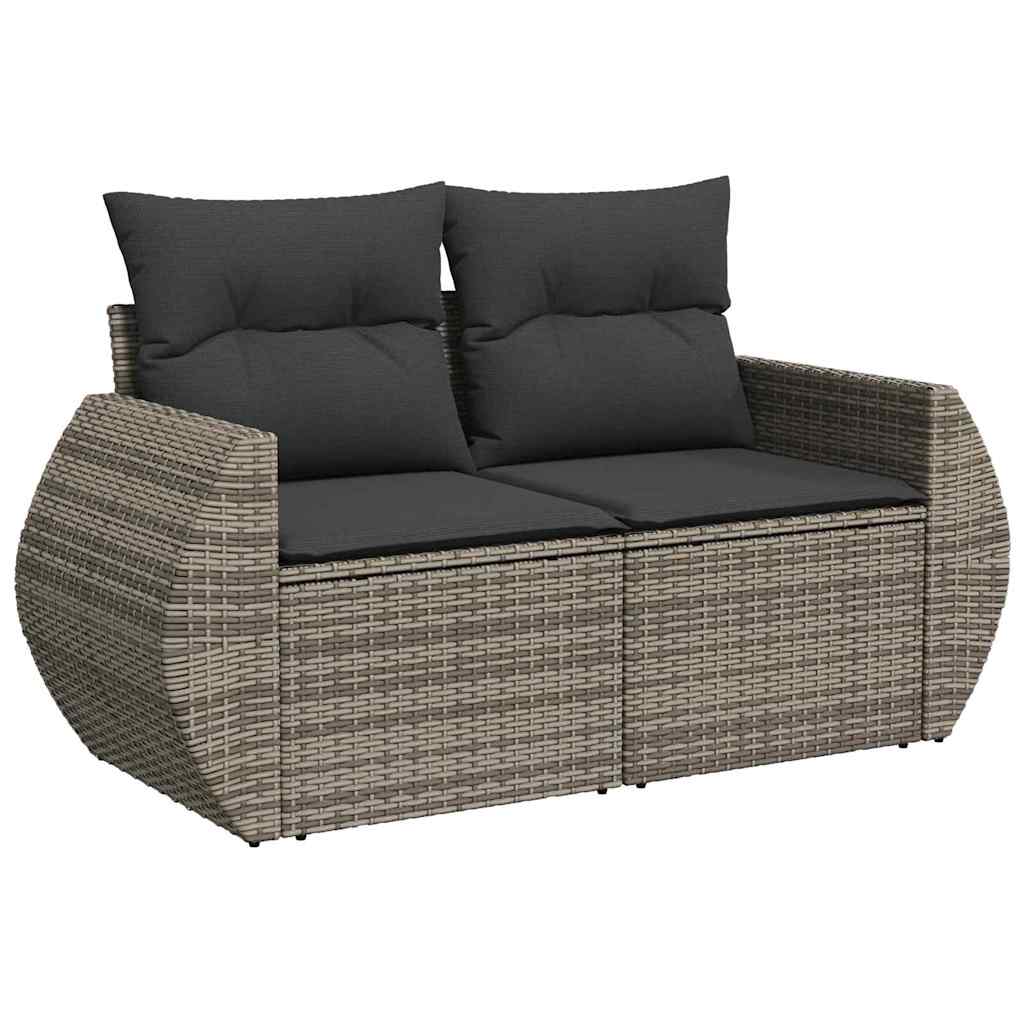 Gartensofa-set mit Kissen mit Speicher 8 pcs Grau Poly-Rattan
