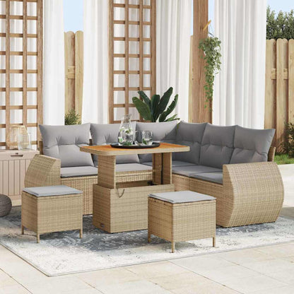 Garten-Sofa-Set mit Kissen 8 pcs Beige und Hellgrau