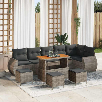Gartensofa-set mit Kissen mit Speicher 10 pcs Grau Poly Rattan