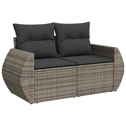 Gartensofa-set mit Kissen mit Speicher 12 pcs Grau Poly Rattan