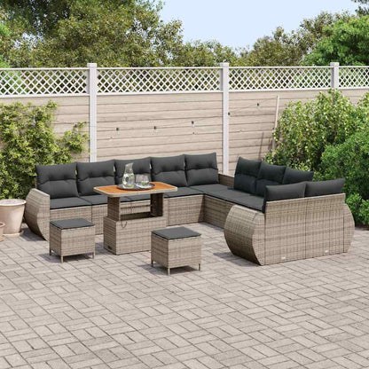 Garten-Sofa-Set mit Kissen mit Speicher mit Kissen 13 pcs Grau