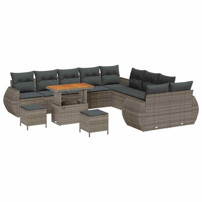 Garten-Sofa-Set mit Kissen mit Speicher mit Kissen 13 pcs Grau