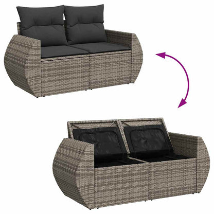 Garten-Sofa-Set mit Kissen mit Speicher mit Kissen 13 pcs Grau