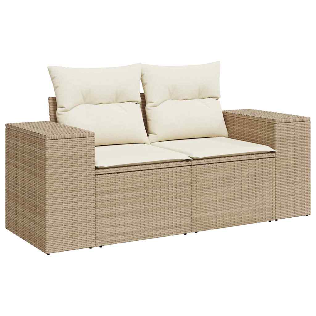 Gartensofa-set mit Kissen 8 pcs Beige und Creme Poly Rattan