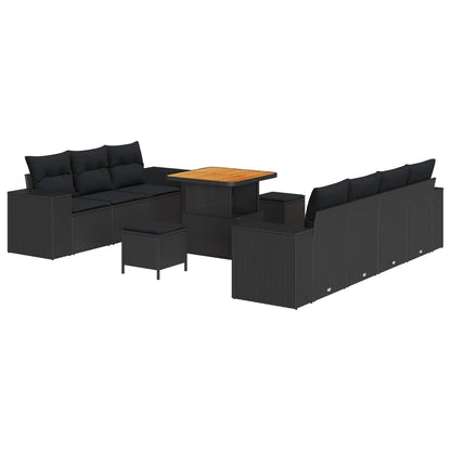 Gartensofa-set mit Kissen mit Kissen 10 pcs Schwarz Poly Rattan